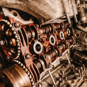 A closeup shot of the details of an old industrial machine